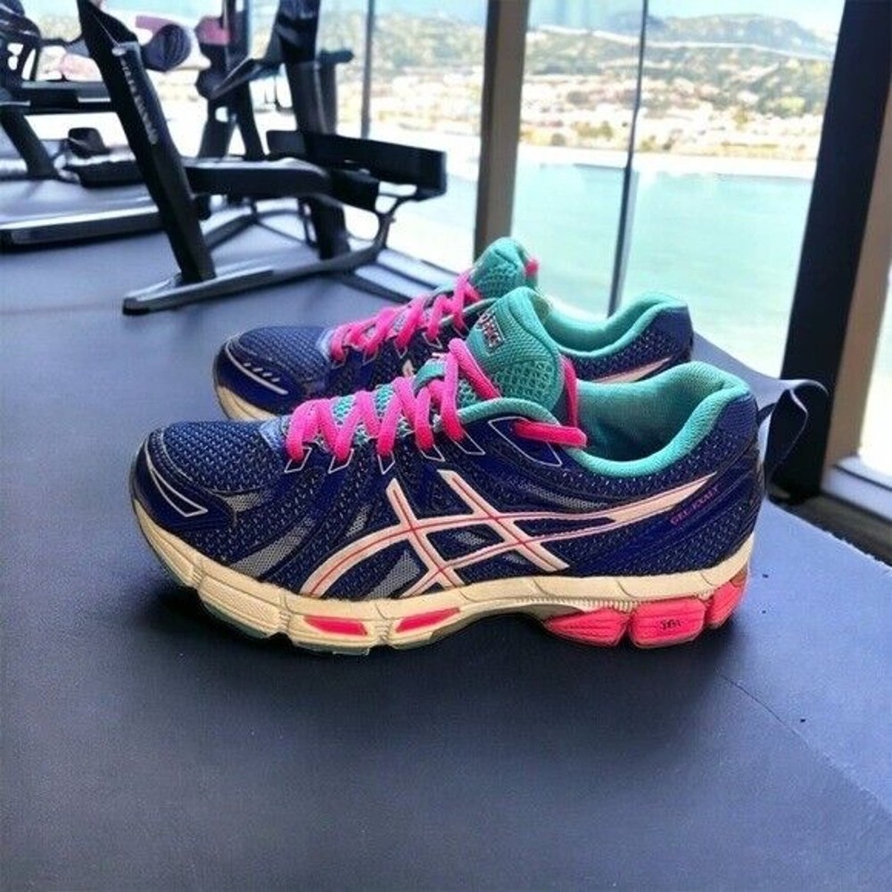 ASICS GEL EXALT Womens Size 7.5 Blue/Pink/White Running Shoes T379N